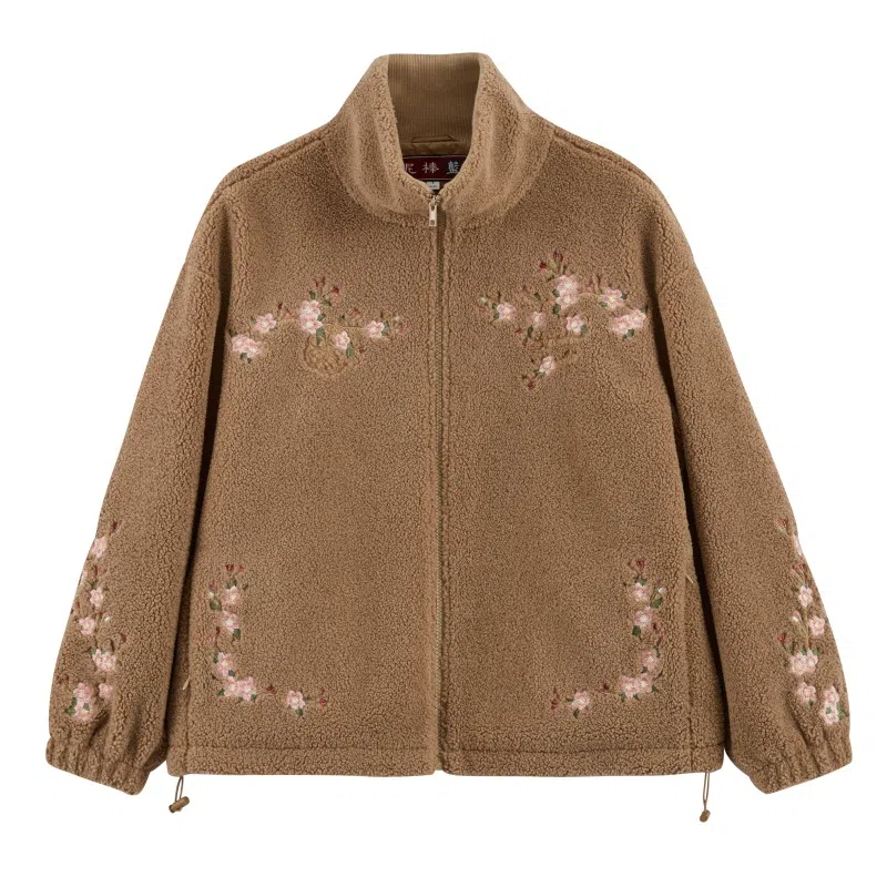 鬼洗 繁花长袖立领绒感外套 女款