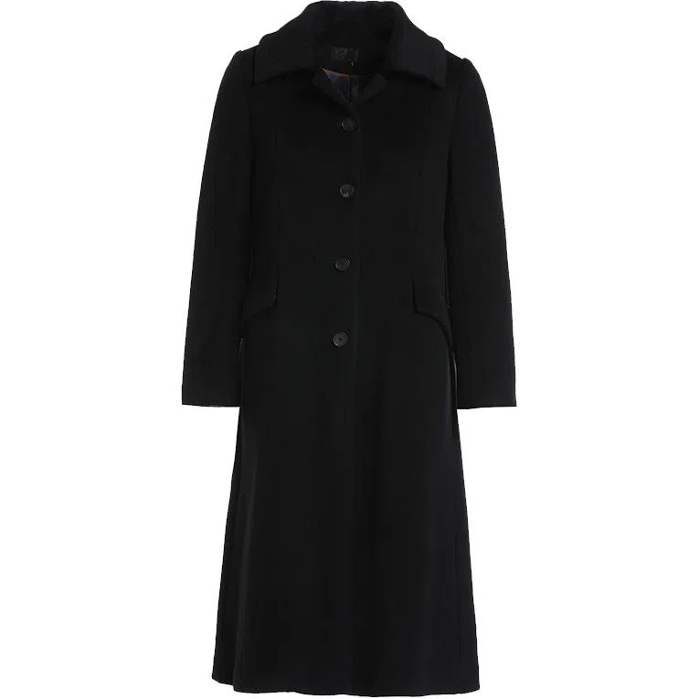 乔万尼 中长款呢子通勤百搭外套大衣 女款 墨黑色