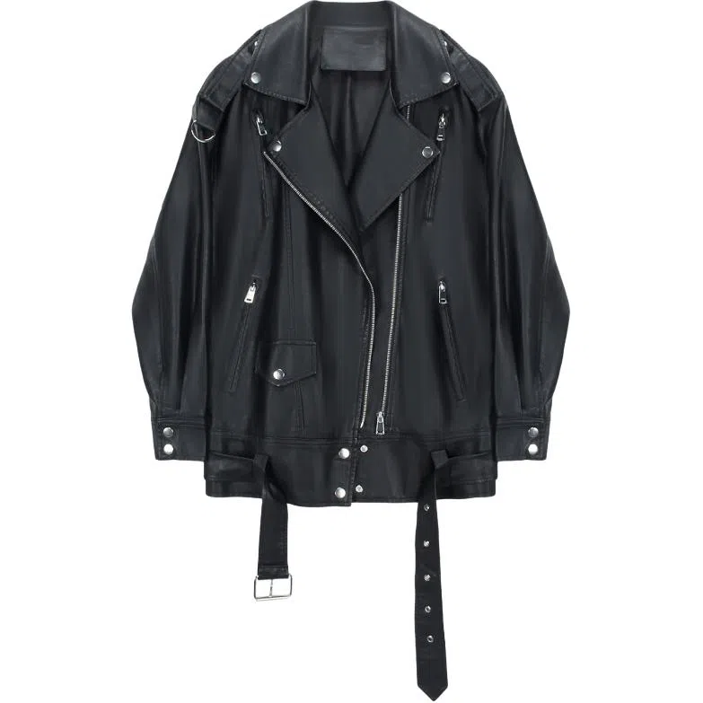 COMBO Simple Zip Motorcycle Leather Jacket