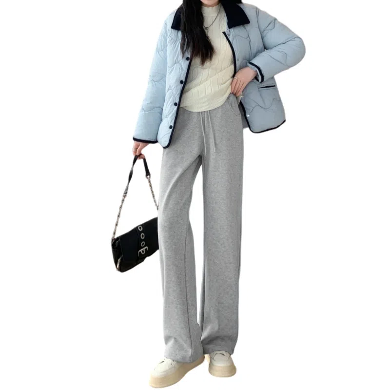 水中花 加绒直筒加厚保暖宽松舒适简约休闲裤 女款