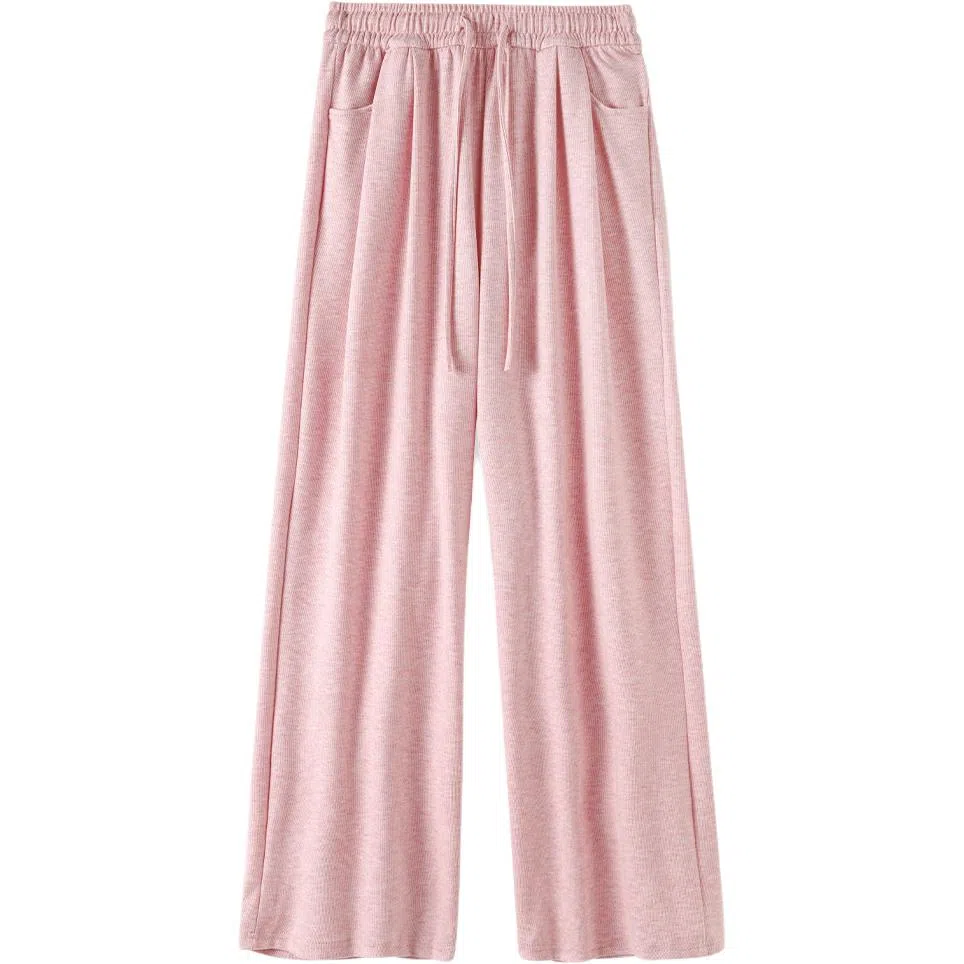 重磅基础 纯色简约系带休闲裤 女款 粉色