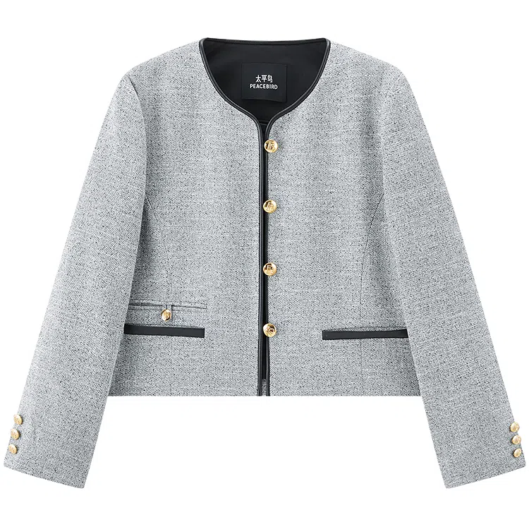 Peacebird Casual Short Jacket Gray