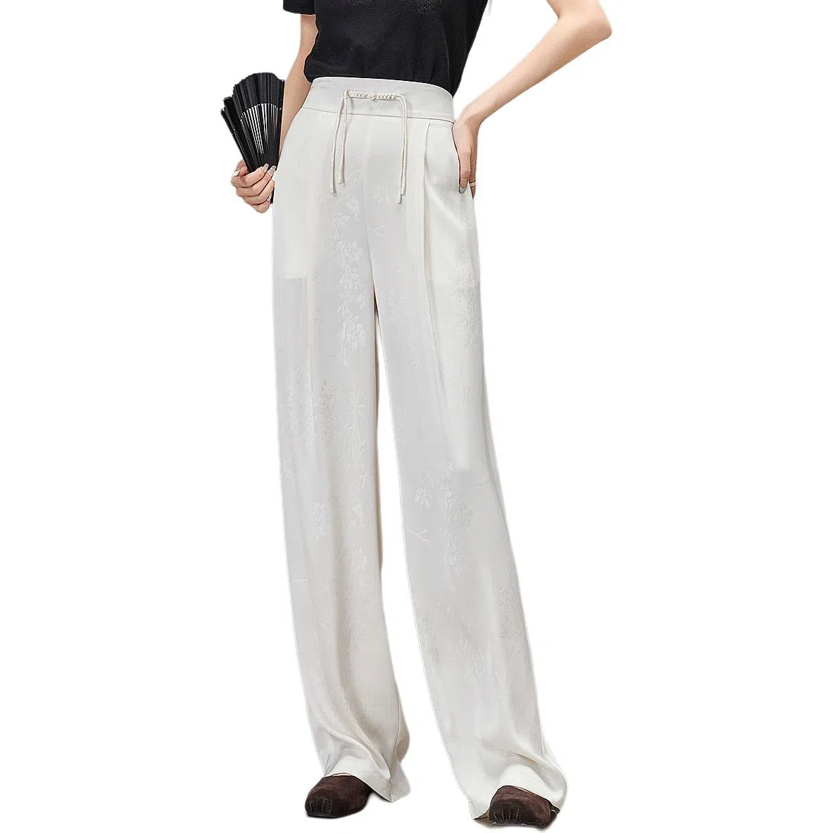 【dme】 纯色松紧宽松直筒休闲裤 女款