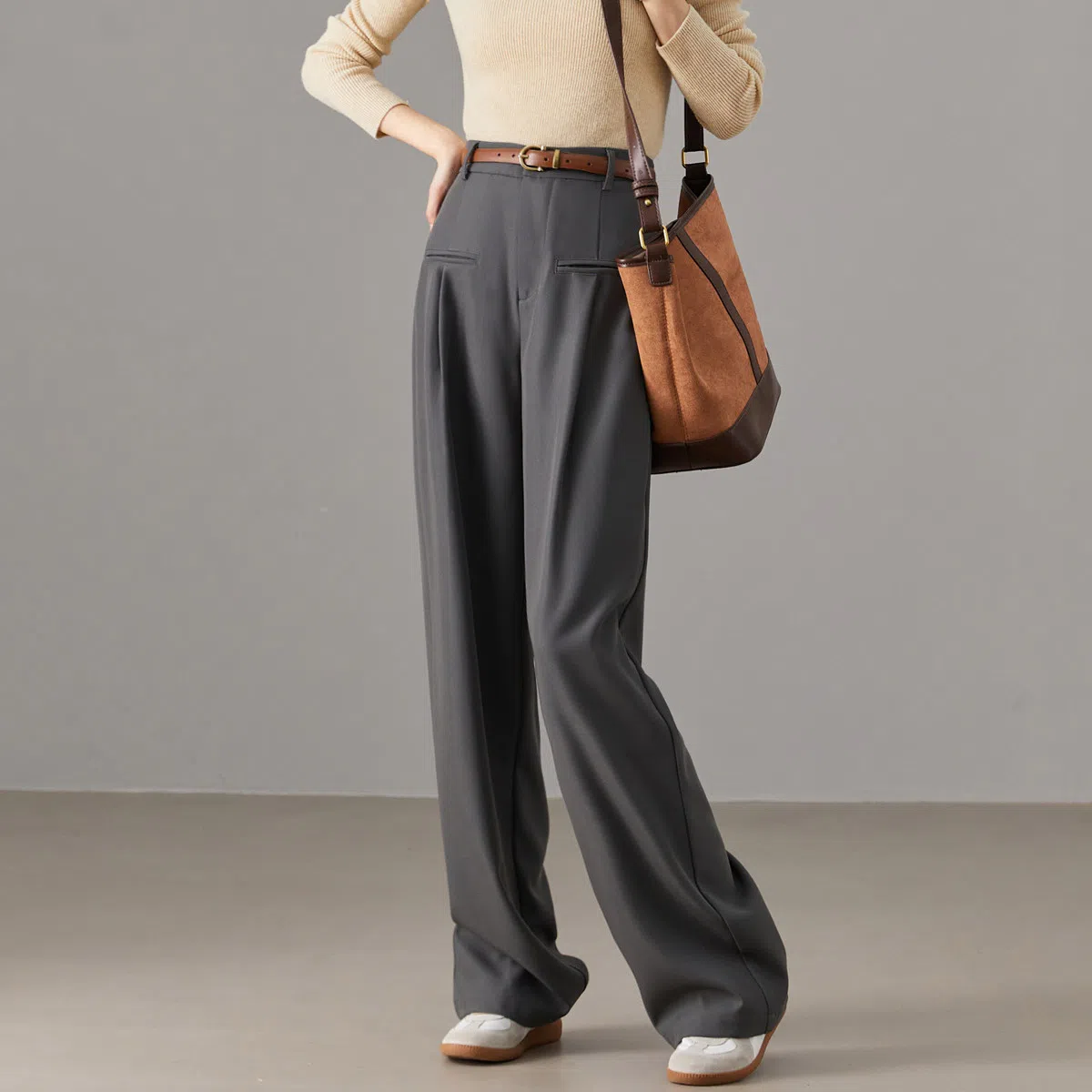 【dme】 阔腿裤高腰高级感垂感设计感拖地裤西装裤休闲裤 女款 黑色