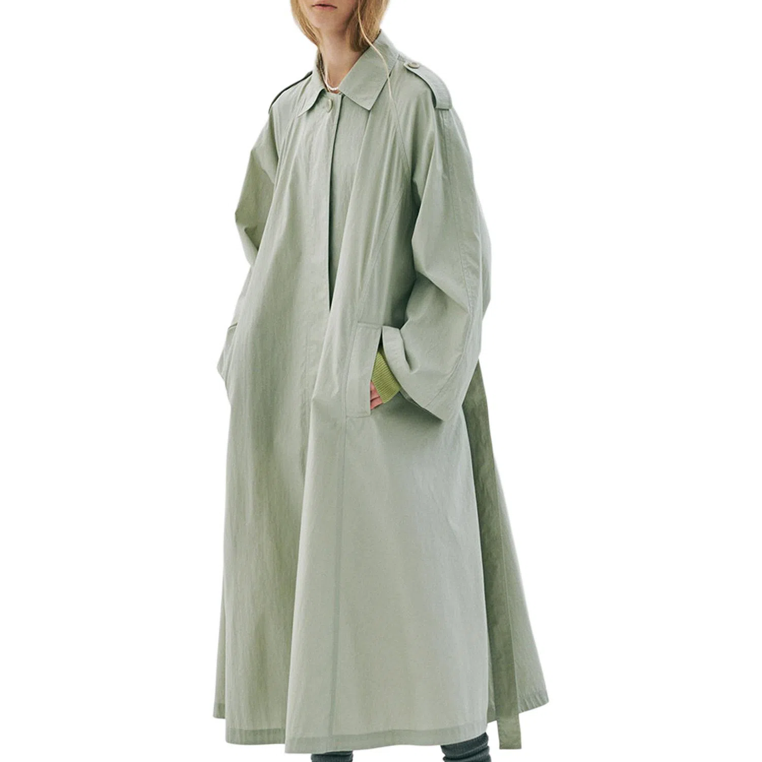 MARDI MERCREDI SS25 BELTED TRENCH COAT RAGLAN_MINT