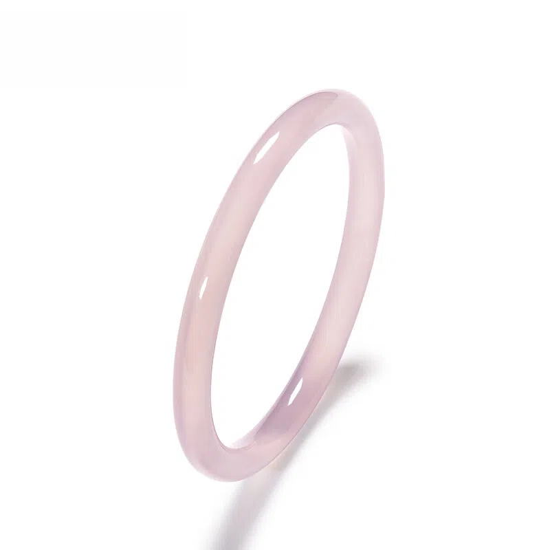 【优质臻品】 熊银匠 胭脂粉素玉贵妃美人镯 新中式国风 温婉优雅古典汉服旗袍古风 甜美气质百搭显白贵气感 玉髓 手镯 女款