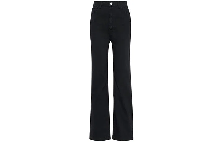 美洋 纯色高腰直筒长裤 女款 黑色