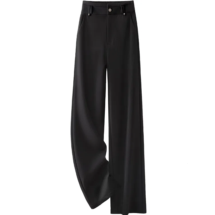 丝柏舍 纯色拉链高腰休闲裤 女款 黑色