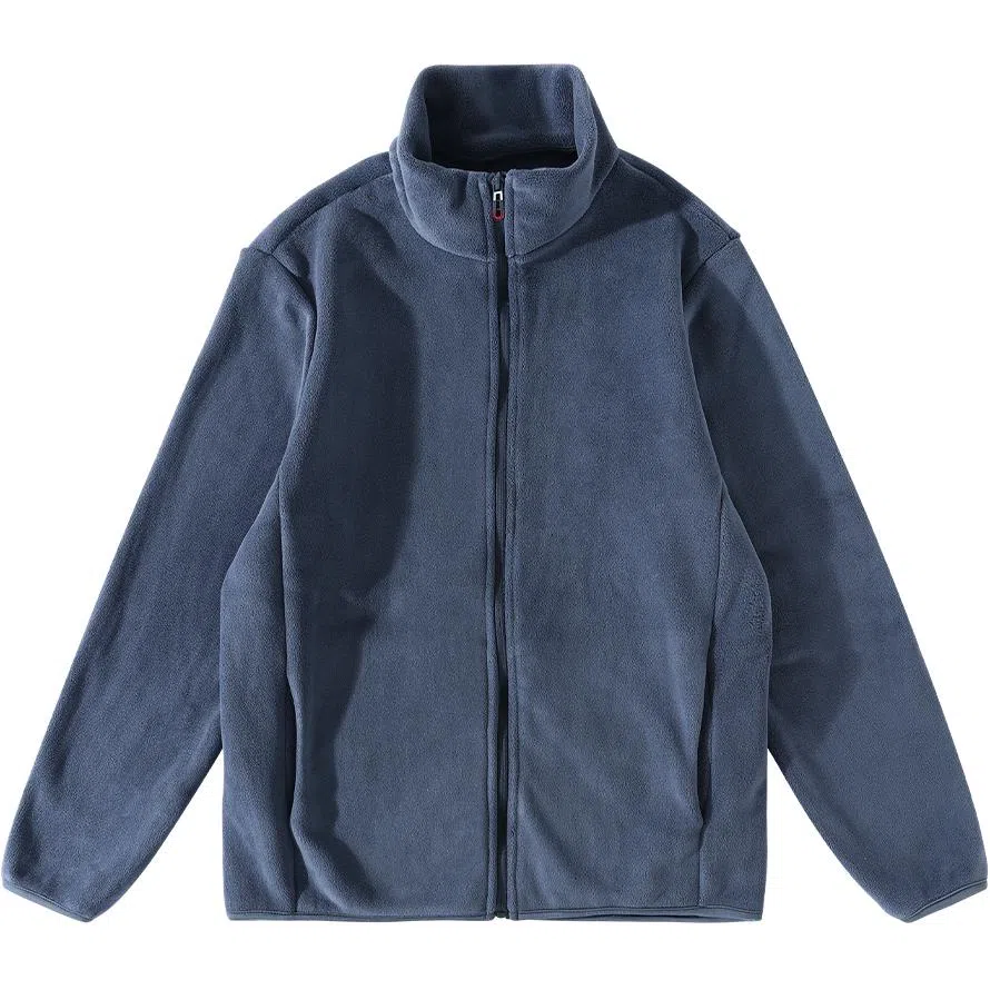 重磅基础 纯色立领百搭拉链长袖舒适保暖绒感外套 女款 藏青