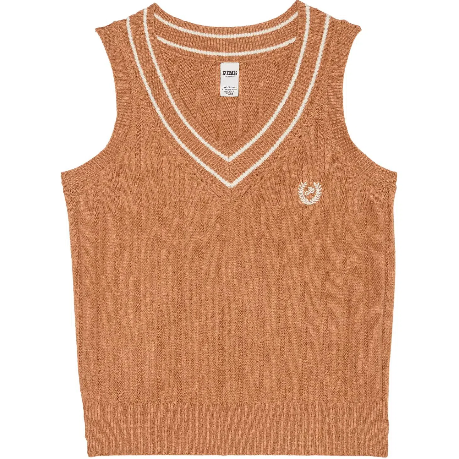 Victoria's Secret PINK Collegiate Knit Sweater VestToffee V