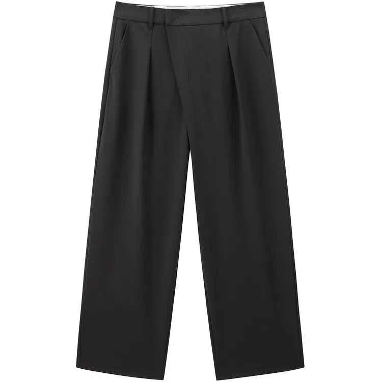 太平鸟 简约舒适纯色休闲裤 女款 黑色