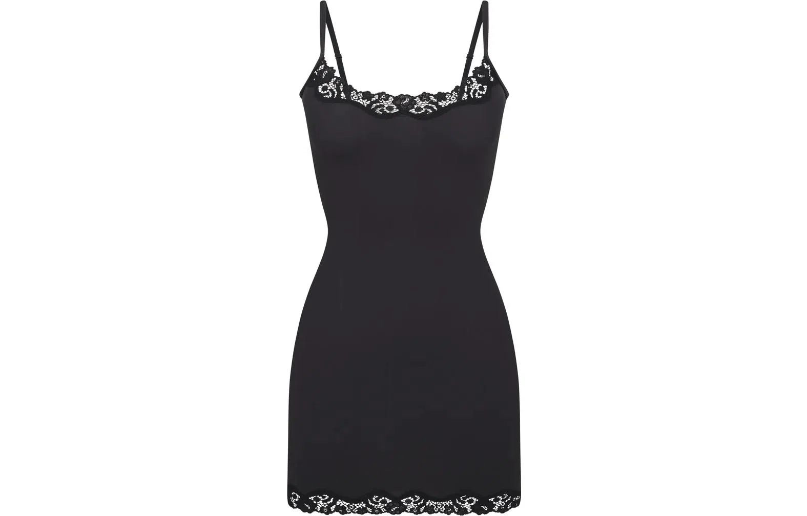 SKIMS Fits Everybody Corded Lace Slip Dress Onyx