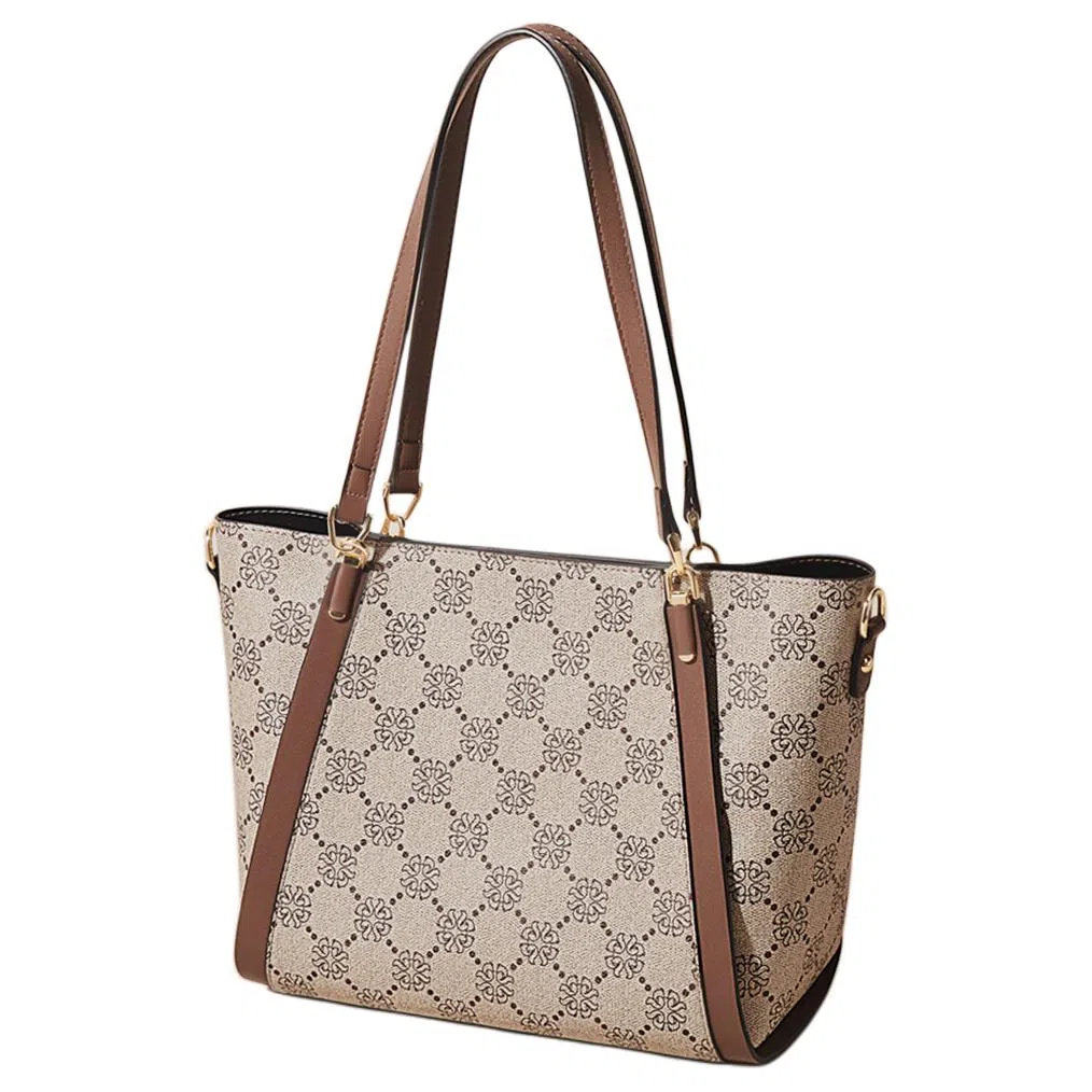 老人头 复古百搭经典通勤 合成革 托特包单肩包 女款 啡色/卡其色