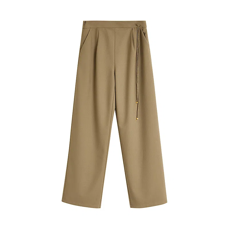 茵曼 新中式盘扣飘带国风宽松休闲裤 女款