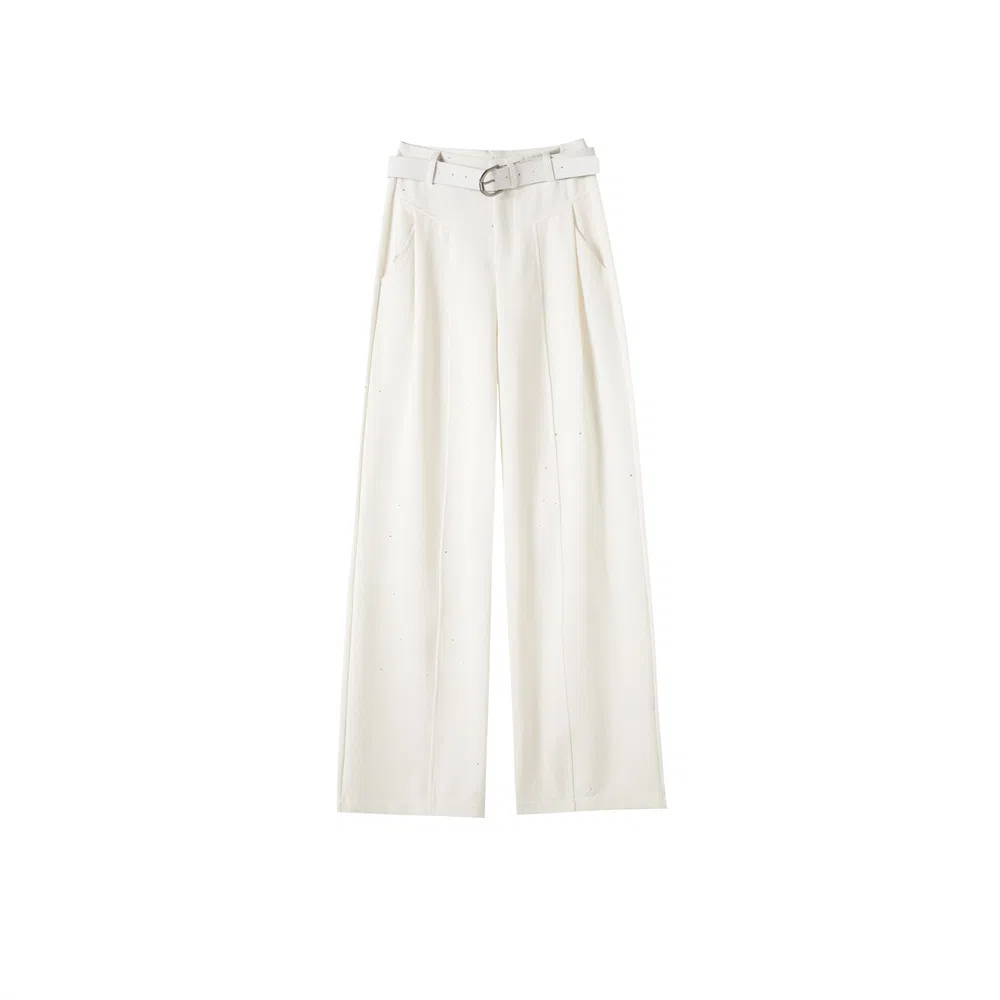 思蓓儿 亮片烫钻高腰窄版阔腿裤休闲裤 女款