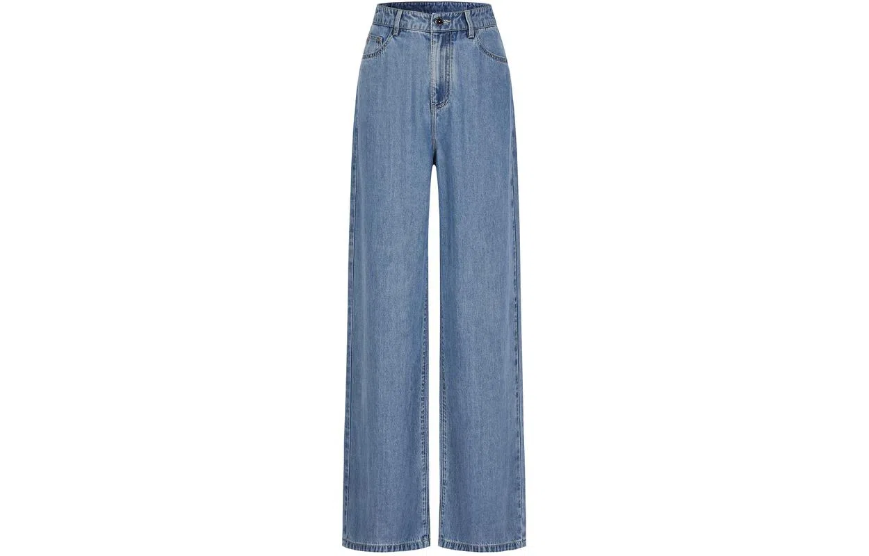 玖姿安娜蔻 简约薄款宽松牛仔裤 女款 浅蓝