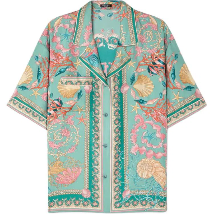 范思哲 真丝斜纹睡衣式衬衫 女款 绿色