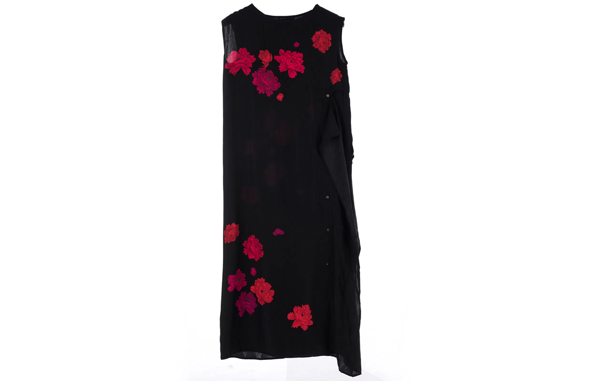 Yohji Yamamoto Peony Silk Dress Black