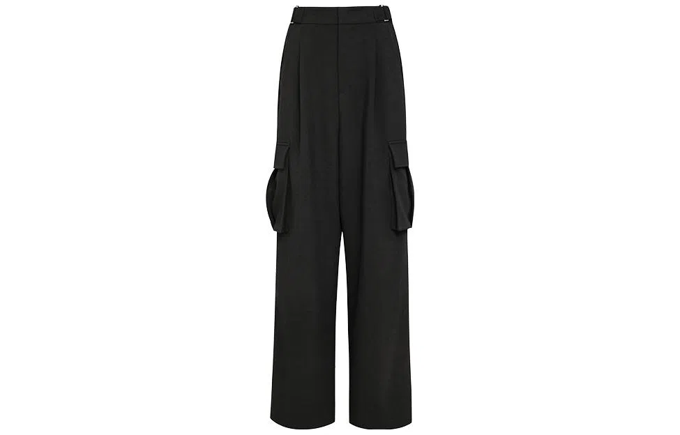 美洋 纯色高腰阔腿工装长裤 女款 黑色