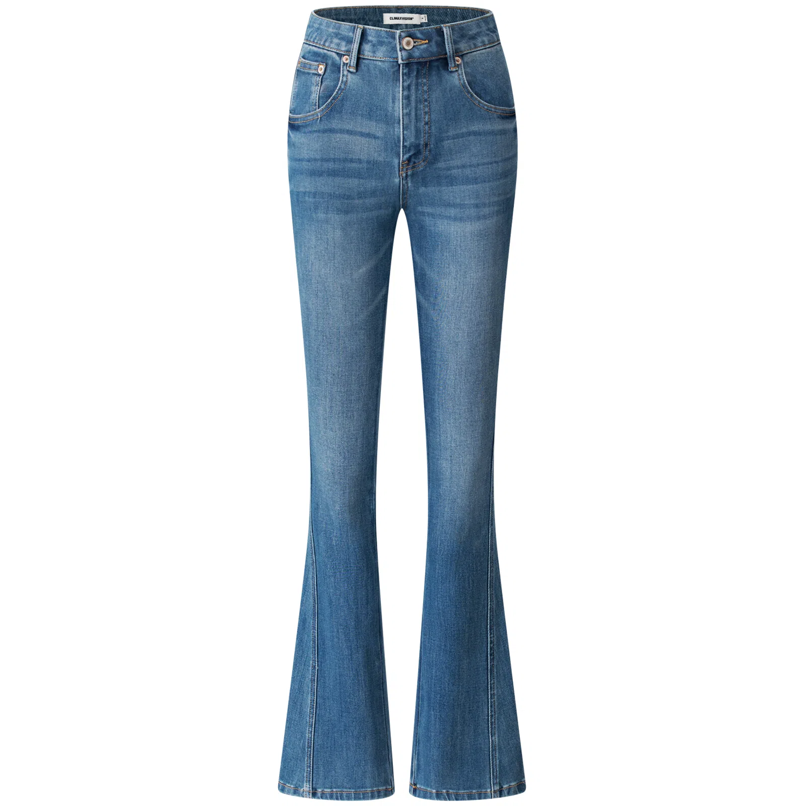 CLIMAX VISION Retro High Waist Slim Flared Jeans