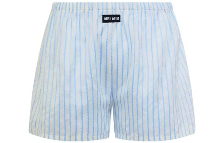 MIU MIU SS23 Striped Jacquard Shorts Light Blue