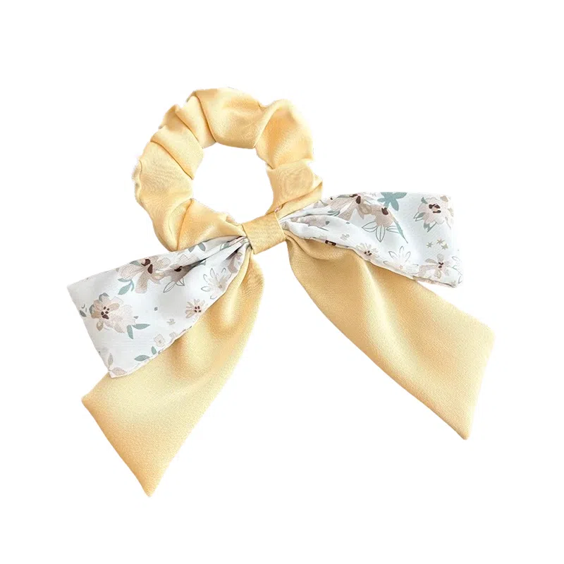 蒙妮 超仙碎花蝴蝶结飘带 布艺 发圈 女款