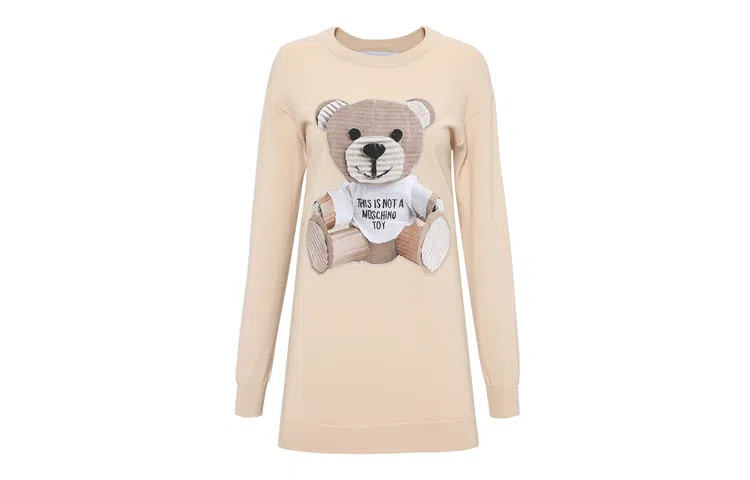 Moschino Paper Bear Dress Khaki