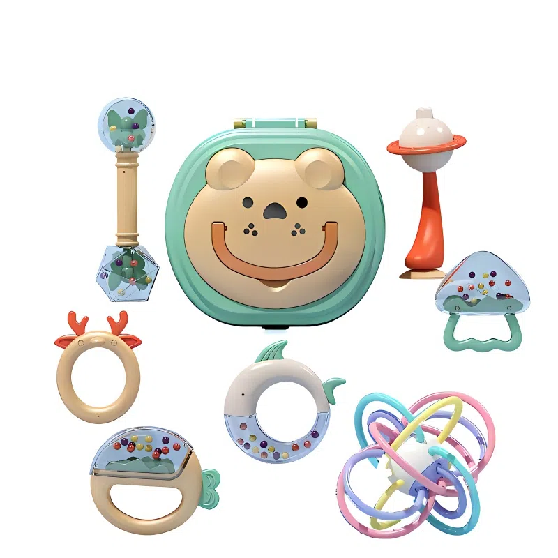 益米 手摇铃安抚套装 牙胶可啃咬 早教益智玩具