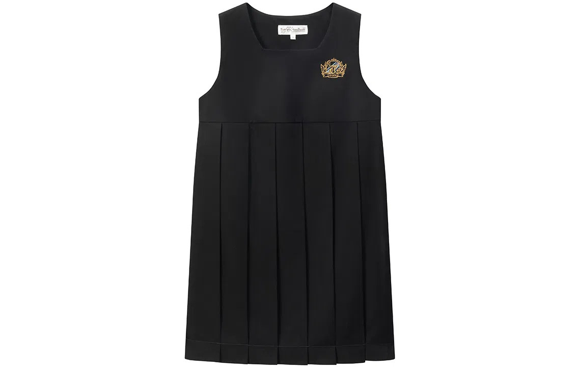 东鲸岁时记 圆领褶皱刺绣无袖连衣裙 女款