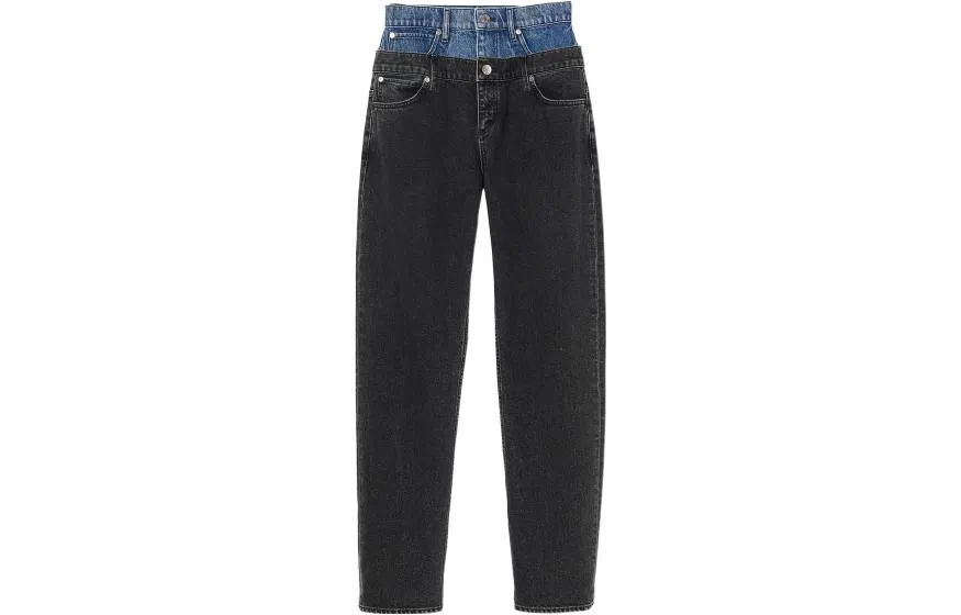 Sandro FW22 Patchwork Straight Jeans Gray