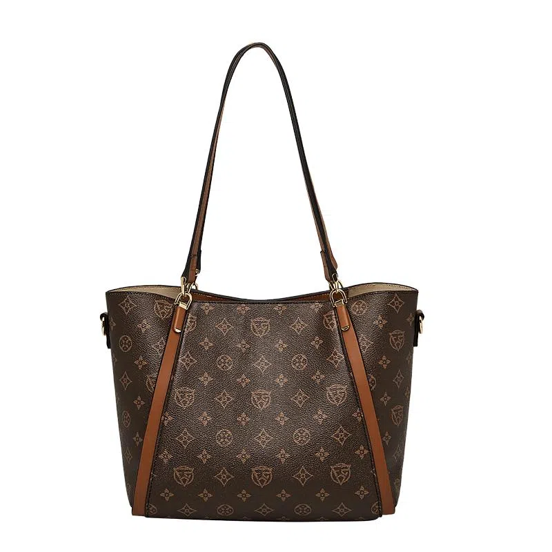 老人头 复古百搭经典通勤 合成革 托特包单肩包 女款 啡色/卡其色