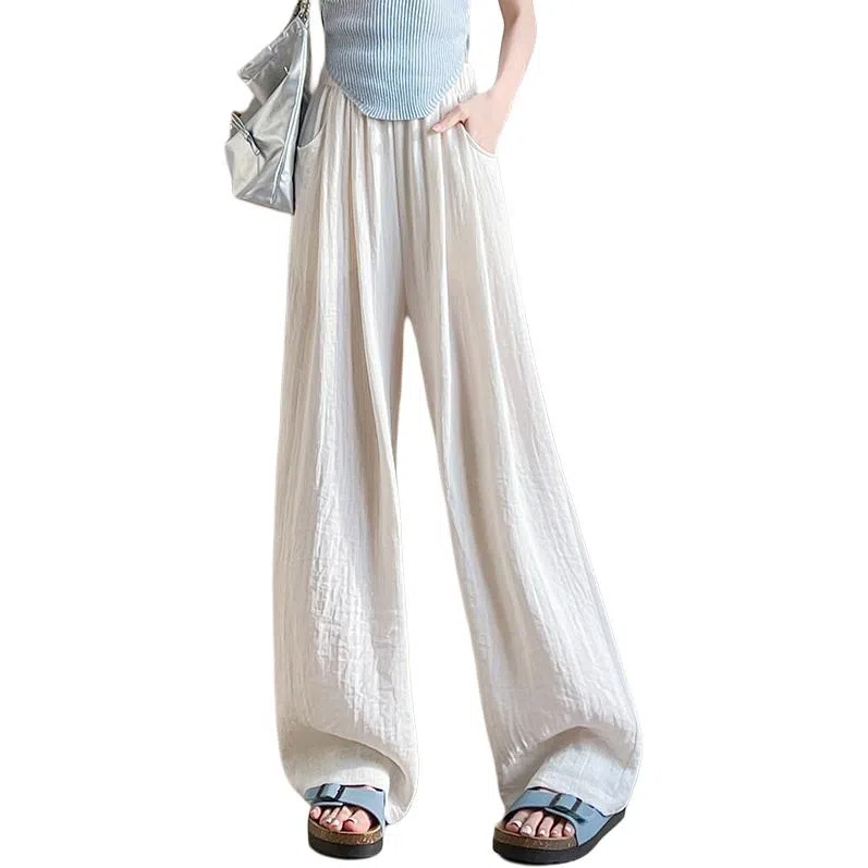 欧迪芬 纯色简约通勤山本裤透气垂感慵懒阔腿显瘦休闲裤 女款