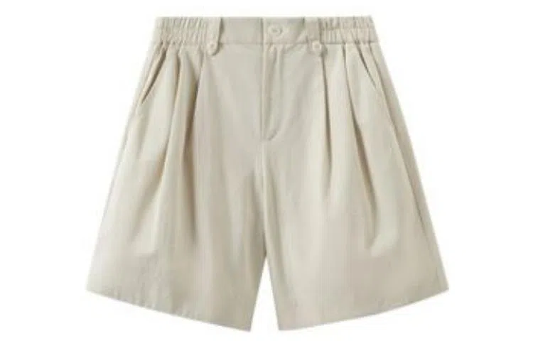 茵曼 纯色休闲高腰直筒短裤 女款