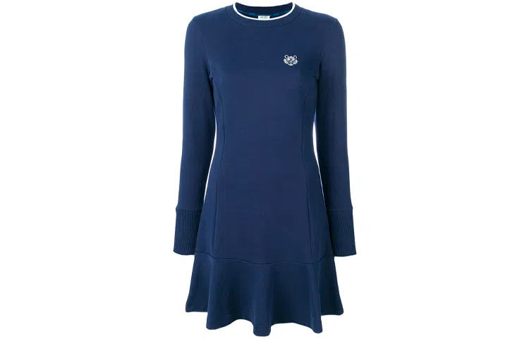 KENZO Tiger Embroidery Dress Blue