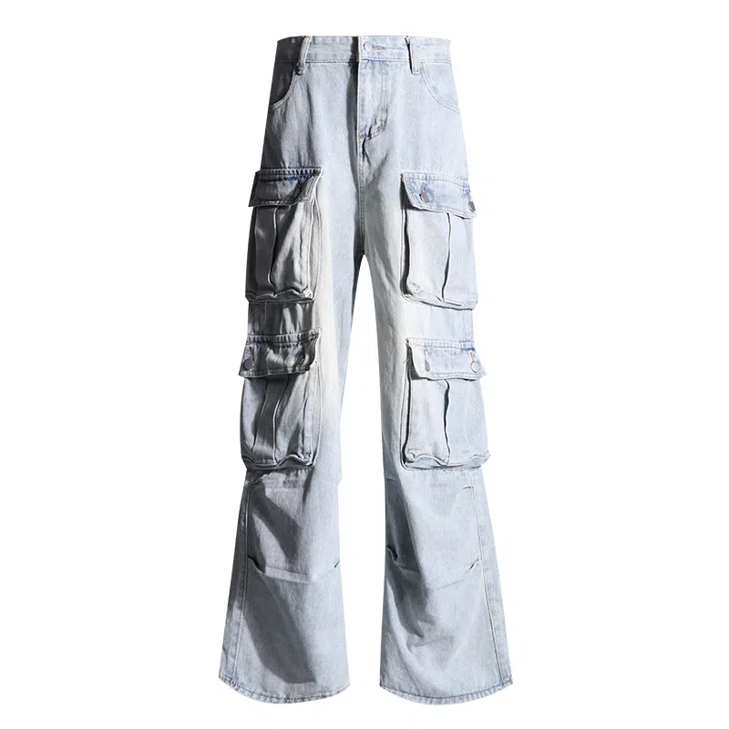 JUFU Retro Cargo Wide Leg Jeans