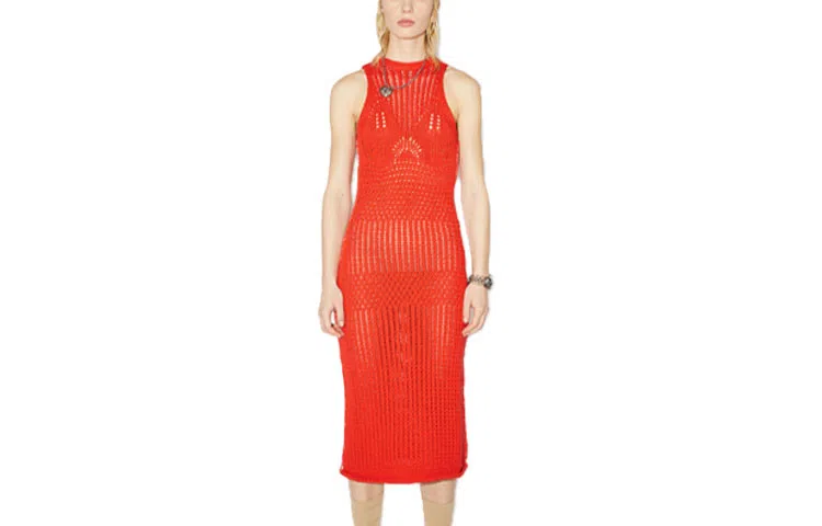 Acne Studios Sleeveless Knit Dress Red