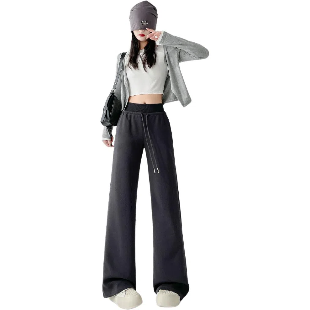 沐晓欣 糖果色腰微喇辣妹显瘦百搭拖地裤休闲裤 女款