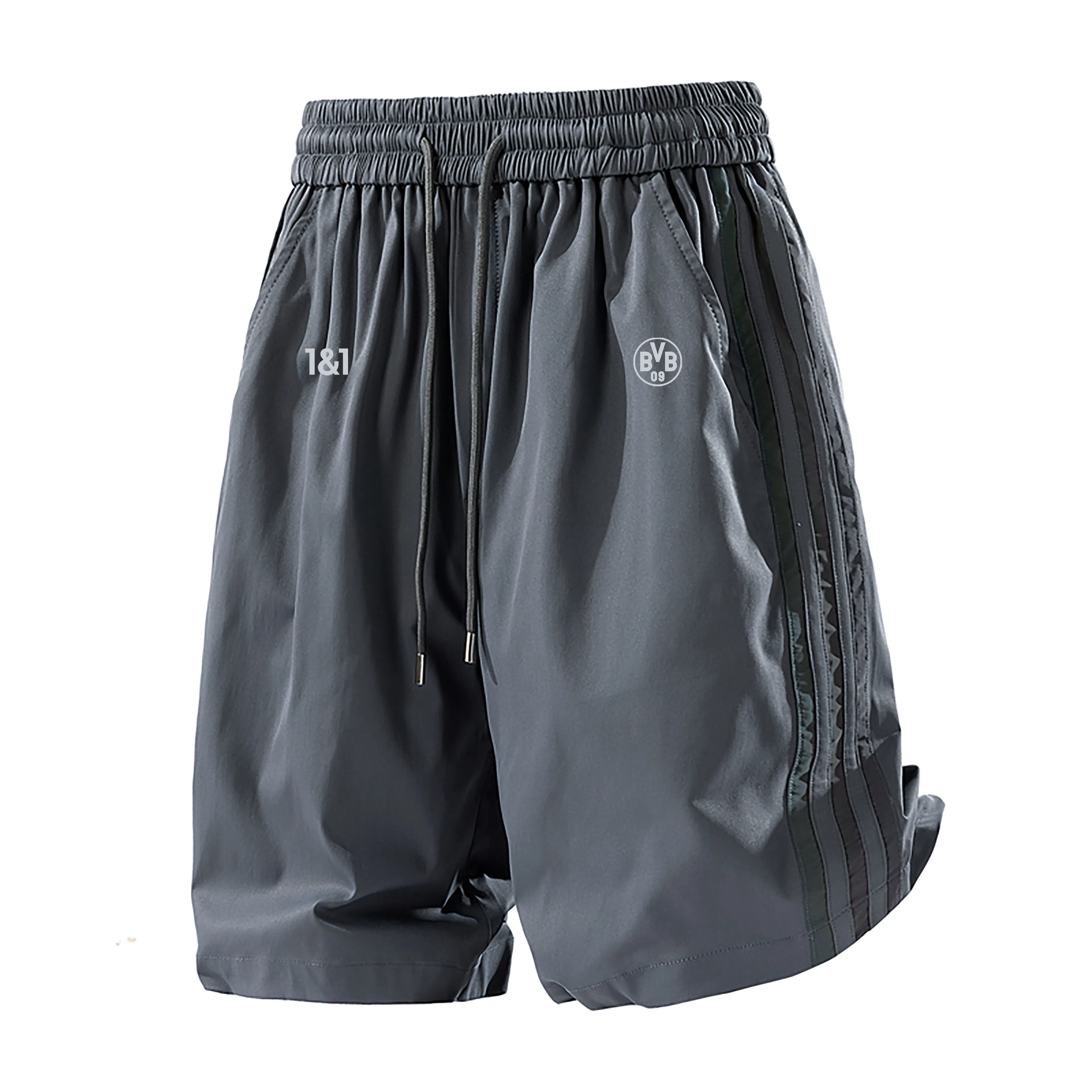 普鲁士多特蒙德 美式复古三条杠凉感速干运动五分休闲短裤 男女同款