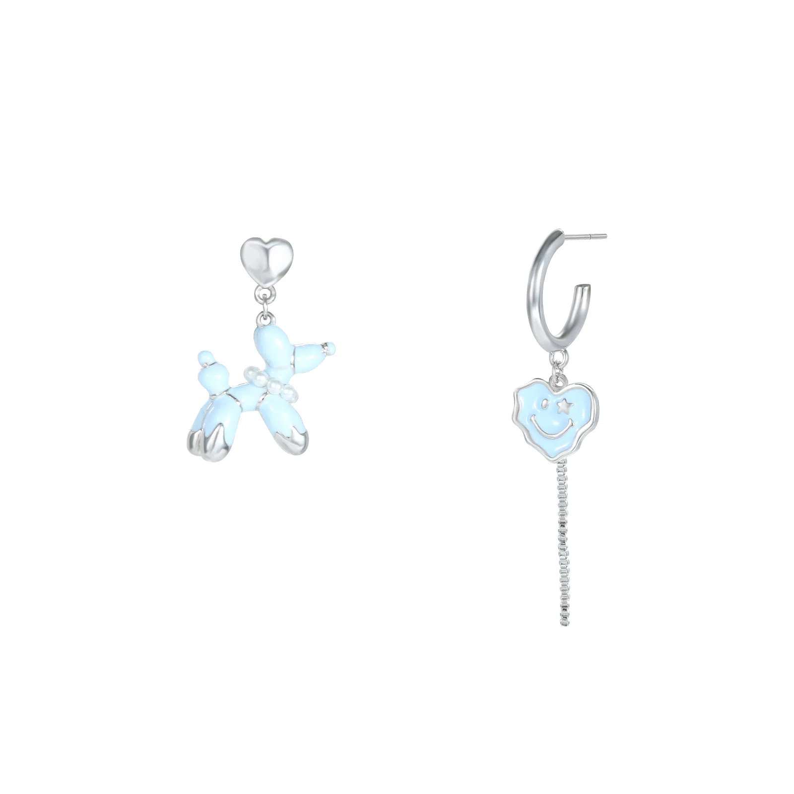 指尖瑰宝 不对称笑脸爱心小狗流苏温柔甜美氛围感小众百搭设计轻奢 铜 耳环 女款