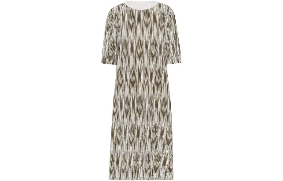 美洋 图案印花中长款短袖连衣裙