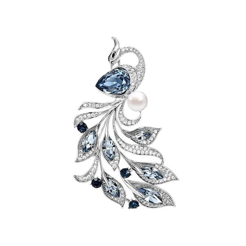 缔晶 国风新中式轻奢凤凰珍珠胸花 精致浪漫闪耀日常搭配时尚配饰 铜 胸针 女款