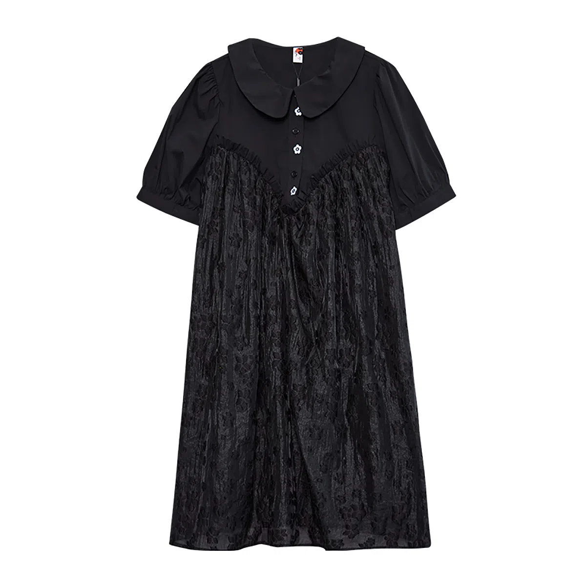 木果果木 纯色宽松套头中长款短袖连衣裙 女款