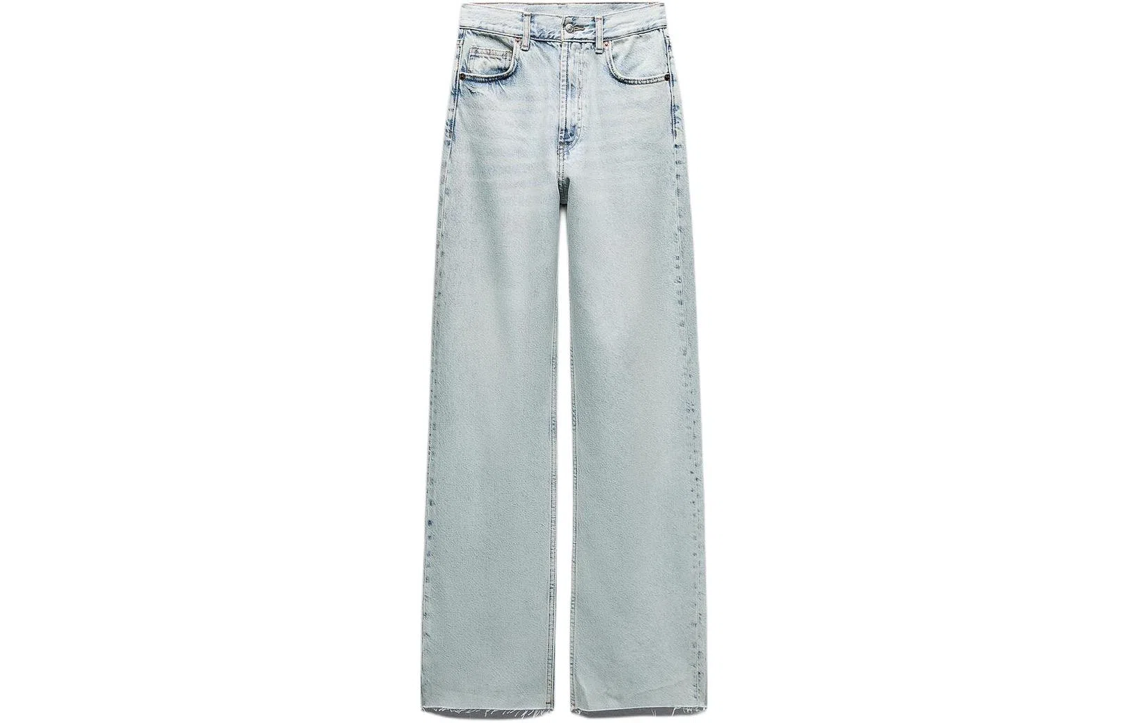 ZARA High Waist Wide Leg Jeans Light Blue