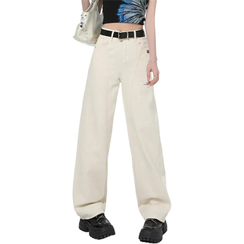 莫代尔 镰刀裁剪阔腿神裤 宽松现货显高阔腿裤长裤牛仔裤 女款