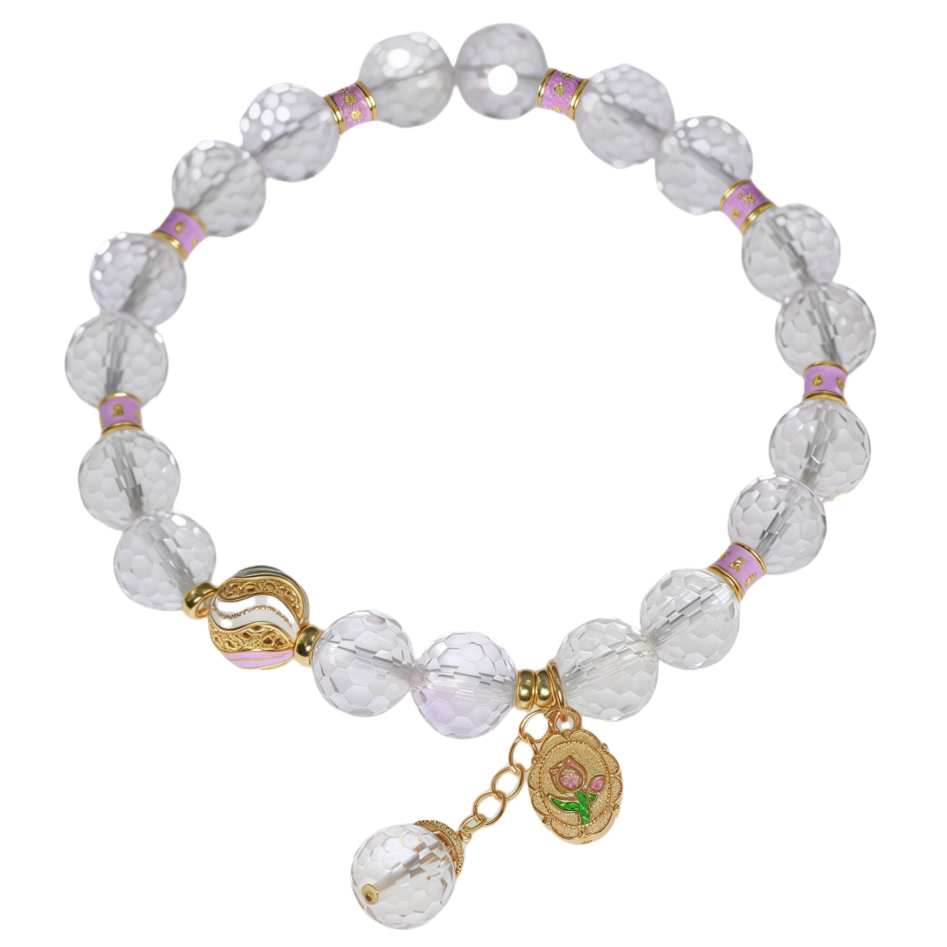 金杰福 蜂窝纹四叶草手饰天然 紫水晶 手串 女款