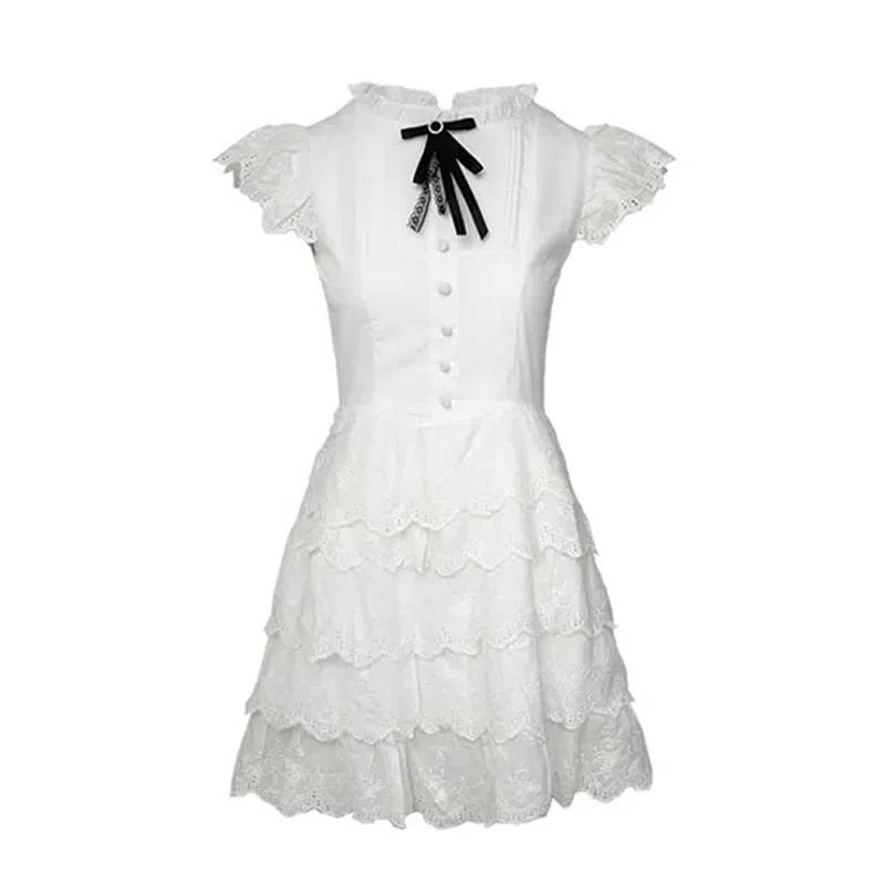 JUFU French Waist Dress White