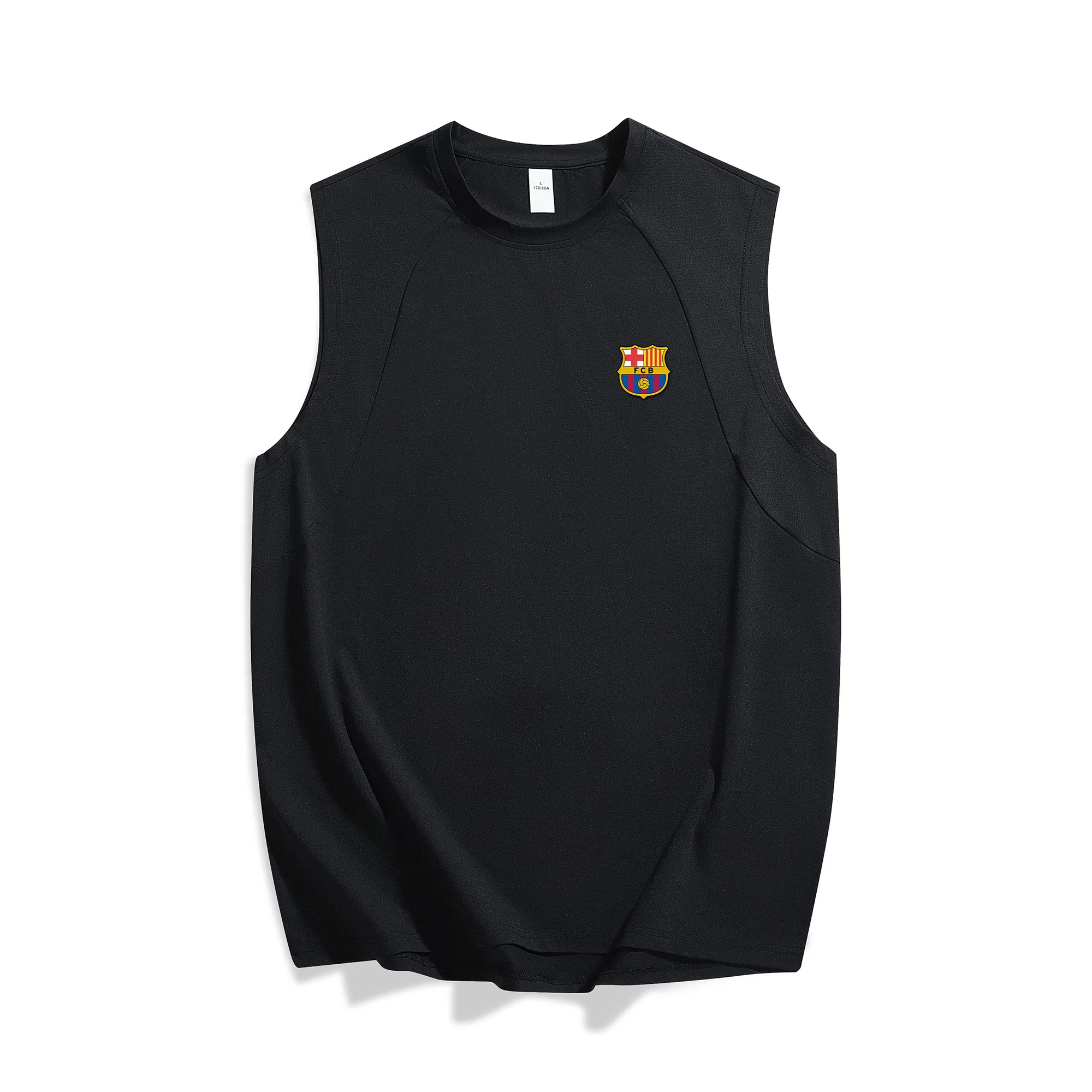 巴塞罗那足球俱乐部 运动户外简约纯色经典基础款吸汗透气冰丝速干百搭跑步健身宽松圆领无袖背心 男女同款