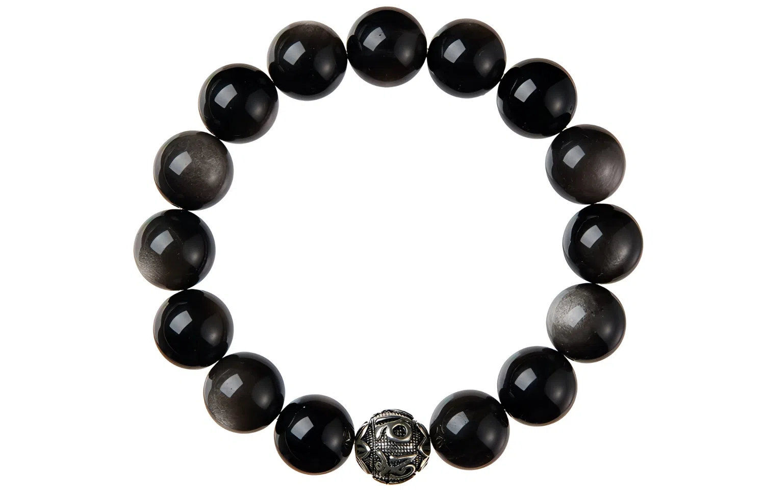 【六字箴言】 石头记 国朝复古新中式招财 时尚简约百搭串珠 转运珠时来运转 礼盒款 黑曜石 手串 男女同款情侣款