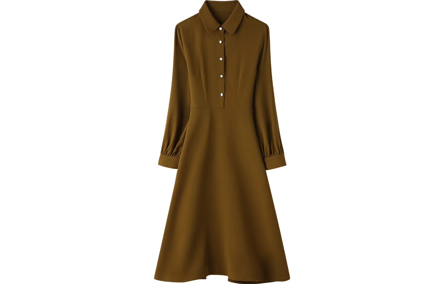 恒源祥 雪纺裙子娃娃领长袖连衣裙 姜黄色