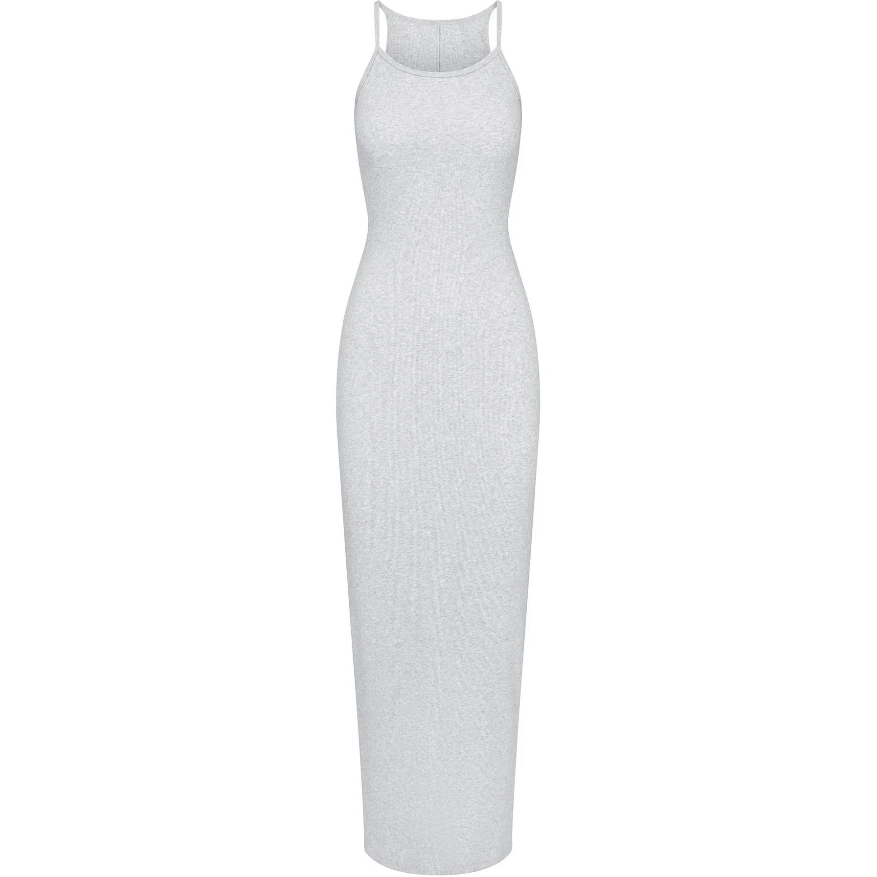 SKIMS Cotton Rib Long Cami Dress Light Heather Grey